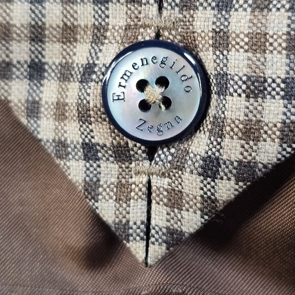 Ermenegildo Zegna Mens Checkered Wool Blazer 42L - Picture 7 of 12
